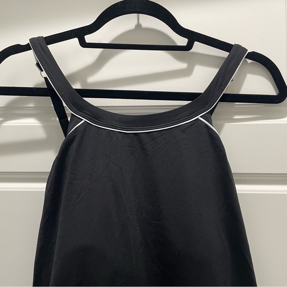 Lands' End NWOT Black and White High Neck One Piece Swim Dress Swimsuit Size 16 - Picture 3 of 12